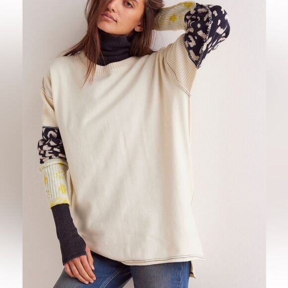 Free People We the Free Tiger Style Cuff Top Tea Combo NWOT - Picture 1 of 6